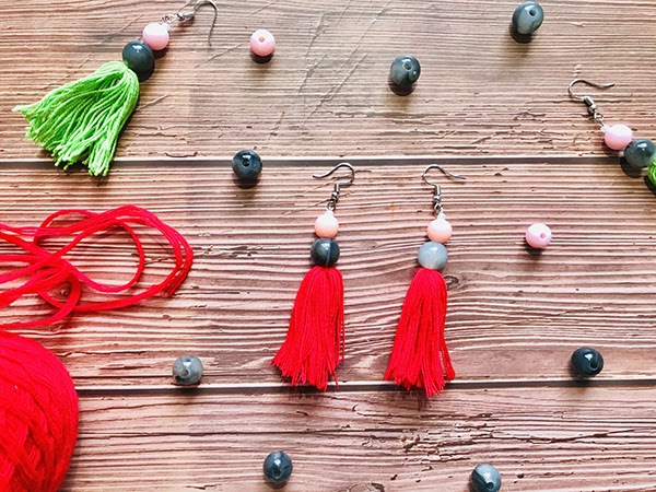 Earrings: Beads and Tassel